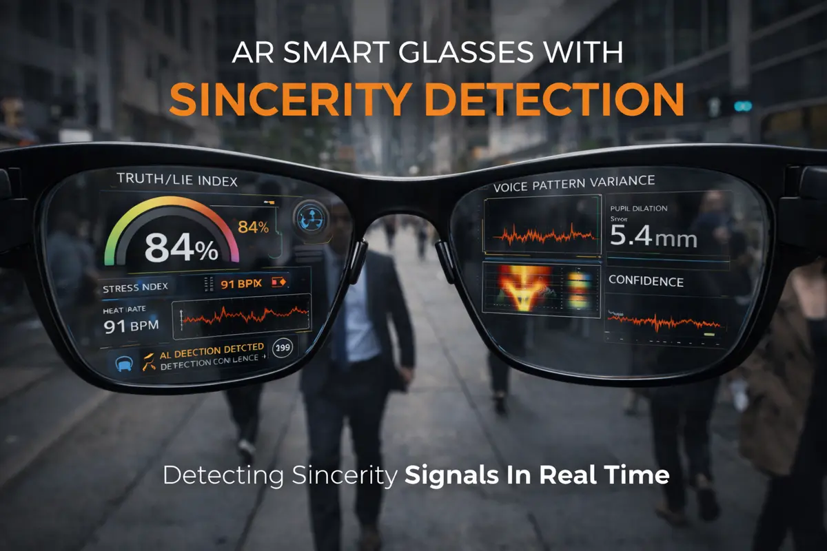 AR smart glasses with live sincerity detection HUD and truth lie index